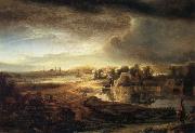 REMBRANDT Harmenszoon van Rijn Landscape with a Coach painting